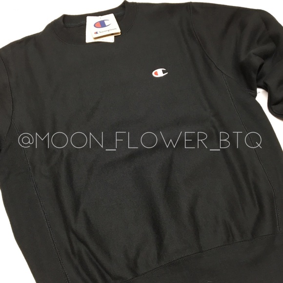 Champion Reverse Weave Crew Neck Sweatshirt Black - Picture 7 of 14